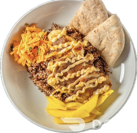 Citrus Grilled Chicken, Pickled Mango, Carrot Salad, Roasted Tomato Salsa, Chipotle Mayonnaise, 1...