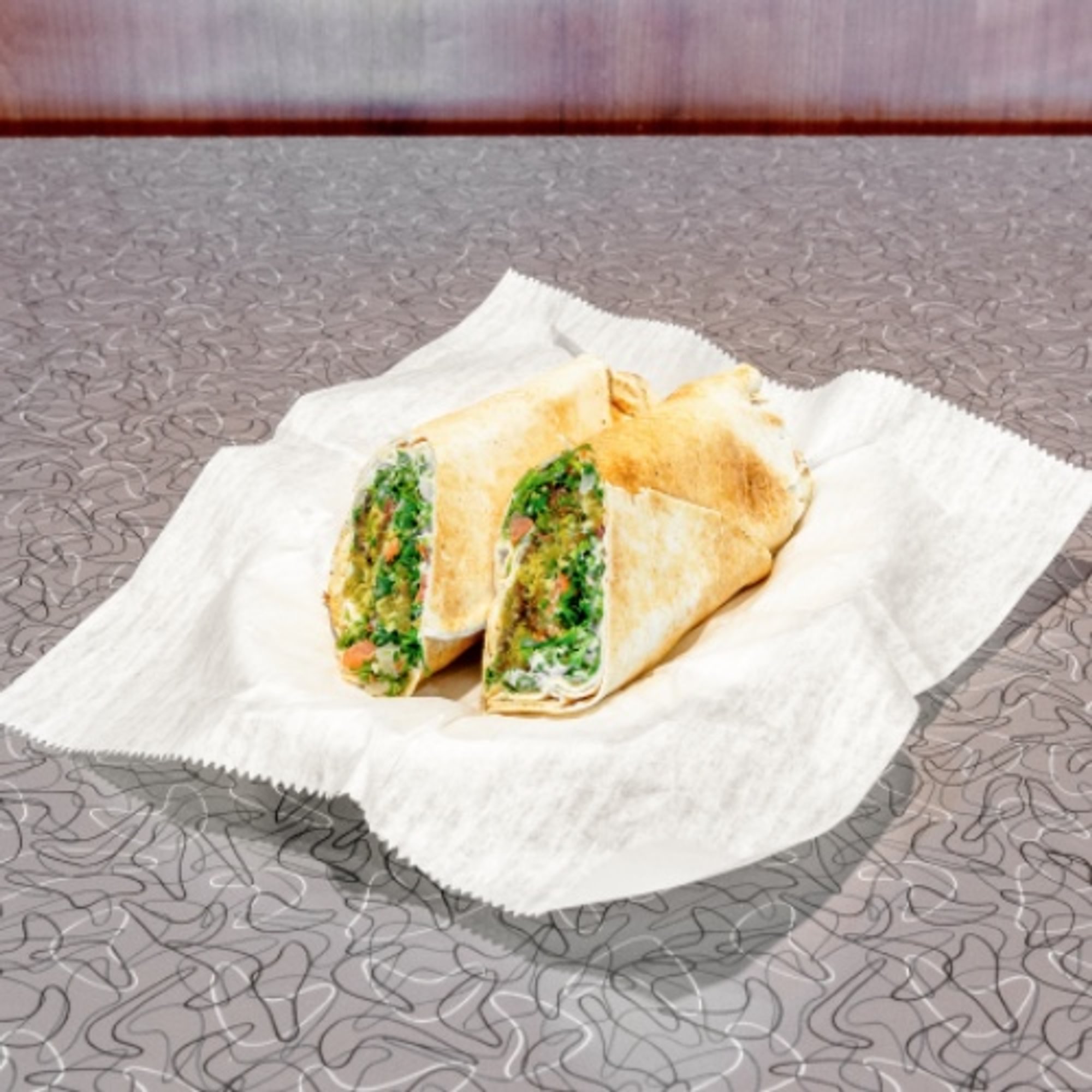 Falafel, Hummus, Tabouli Sandwich