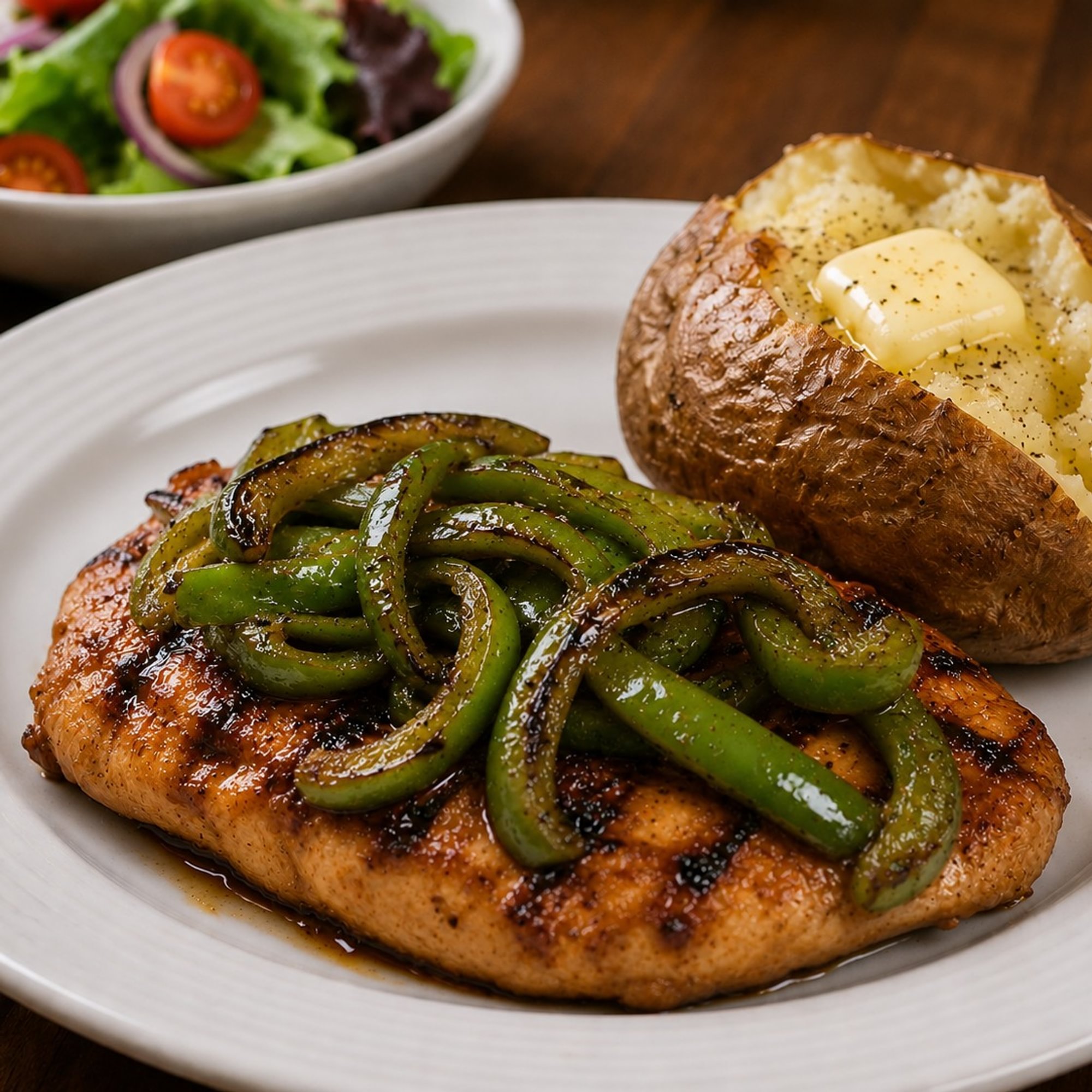 Grilled Teriyaki Chicken Fillet with Green Peppers