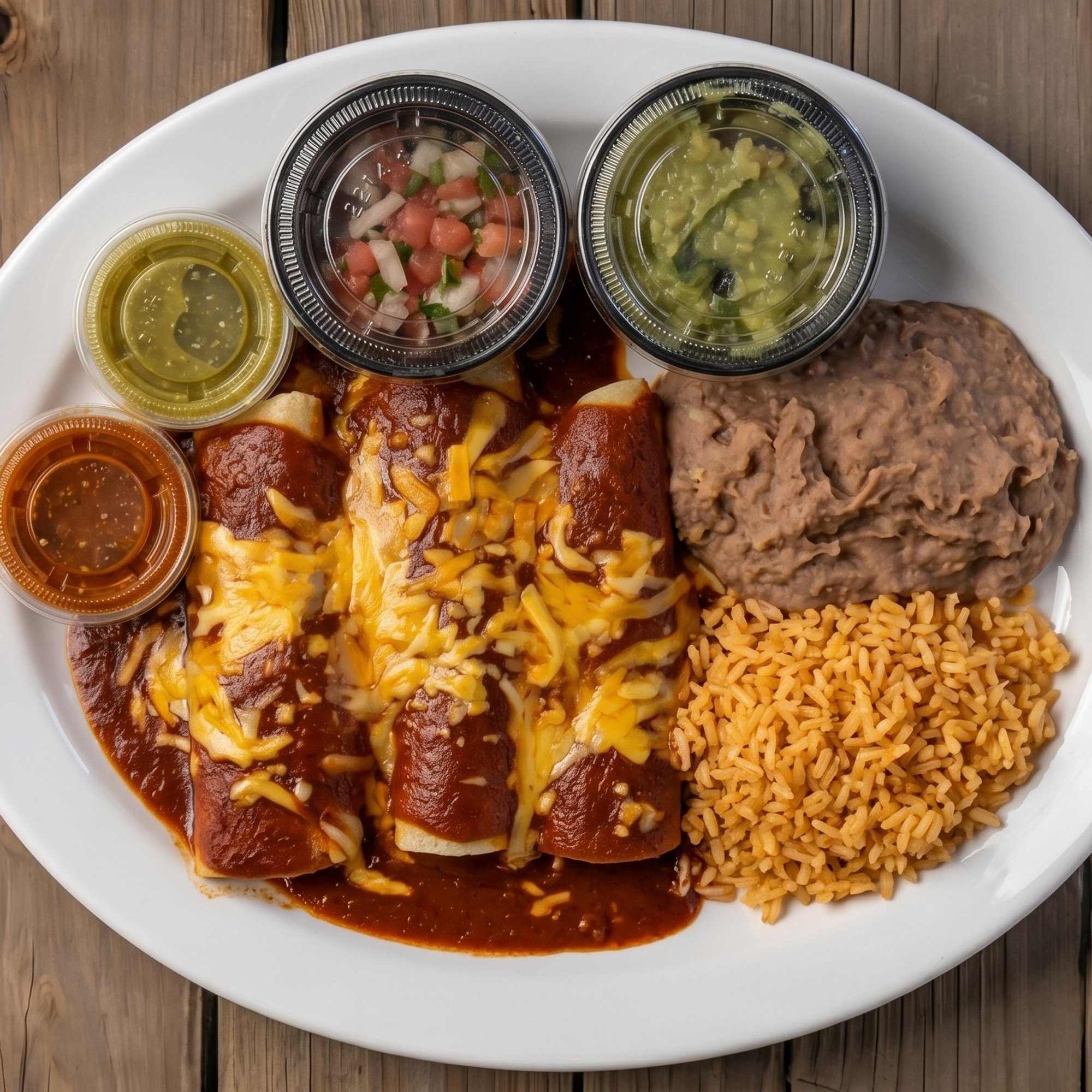 Cheese Enchiladas (Red) Plato Lunch