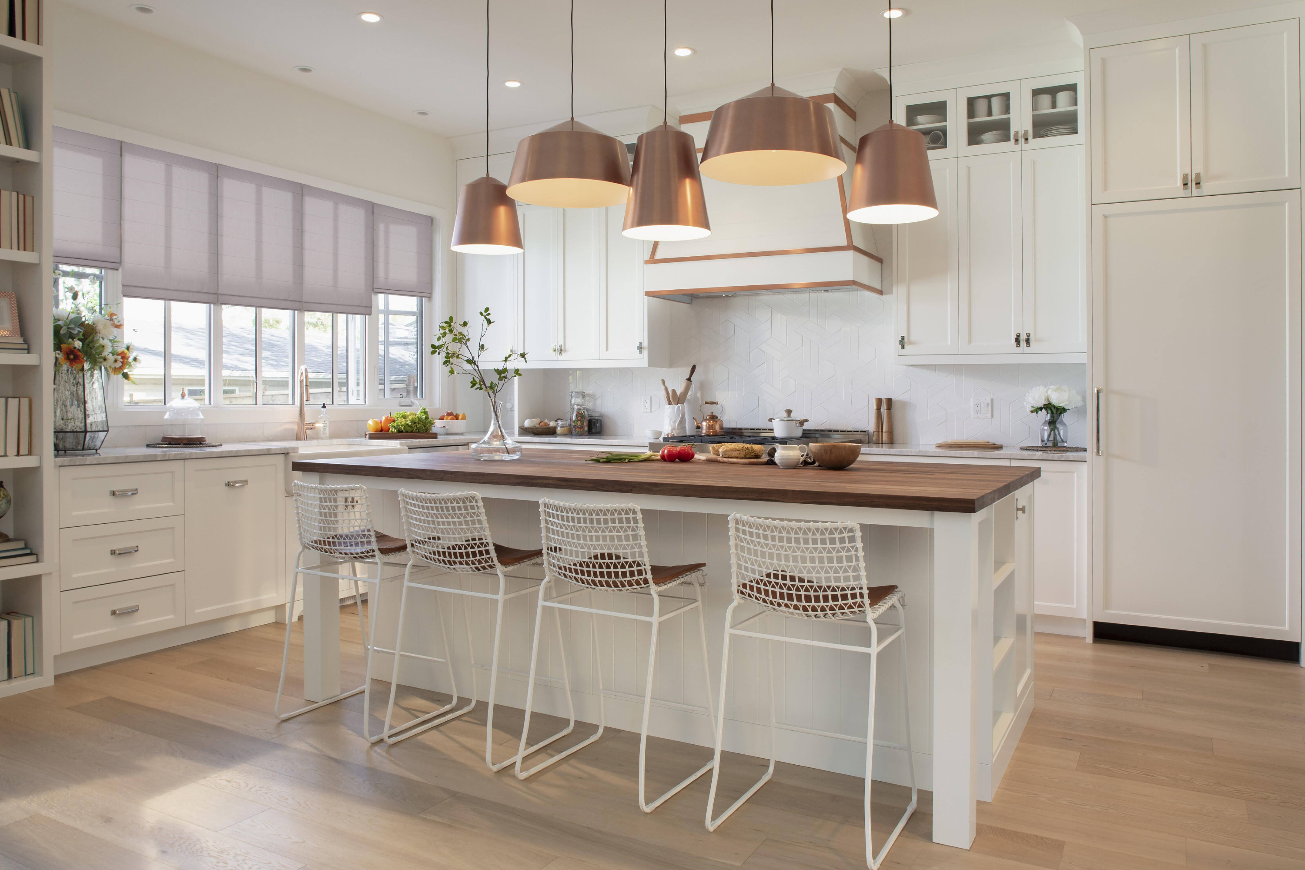 Light filtering roman shade for kitchen area