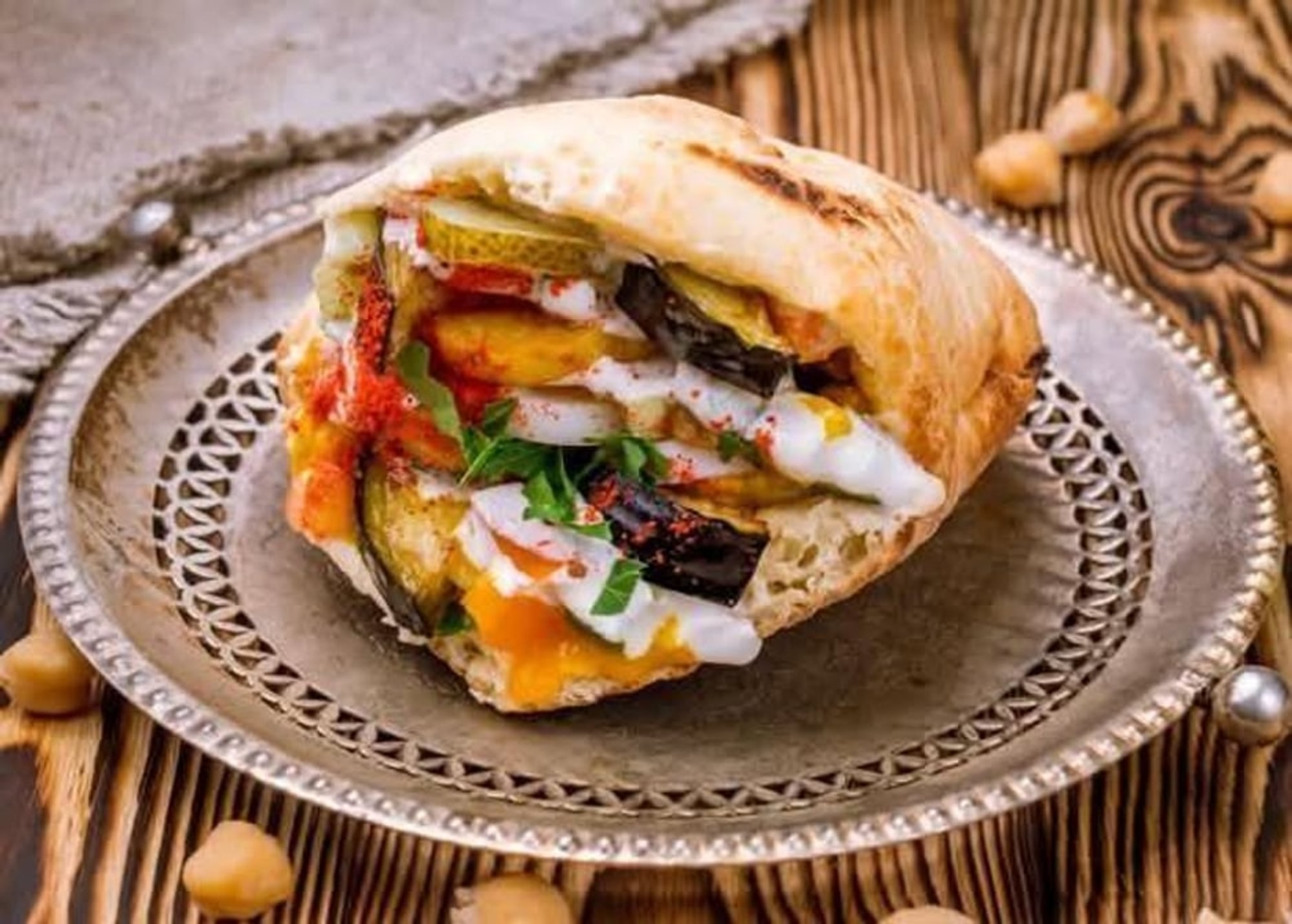 Vegan Sabich Pita Sandwich