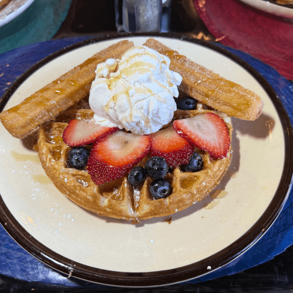 Churro Waffle with Ice Cream