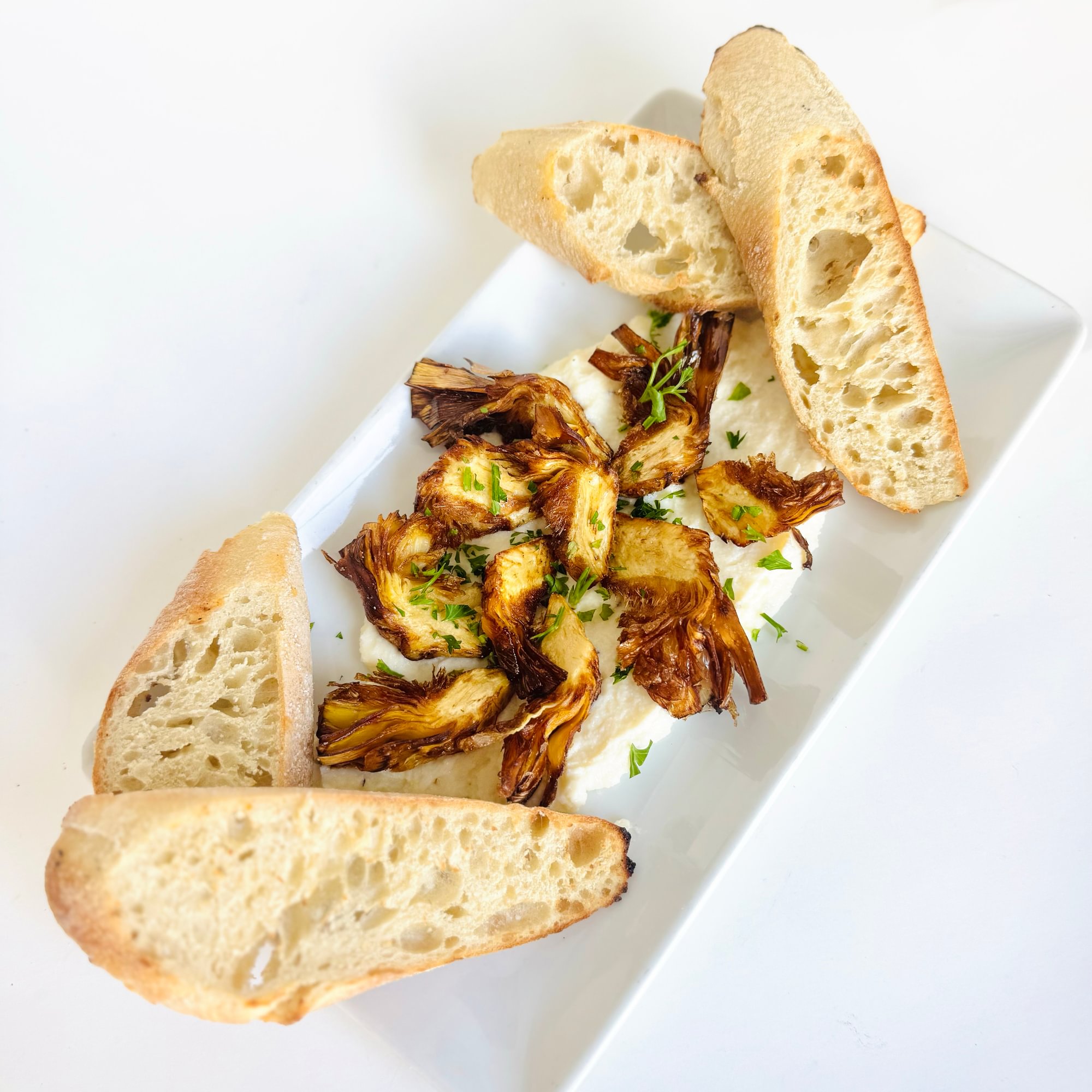 Fried Artichokes with Whipped Ricotta