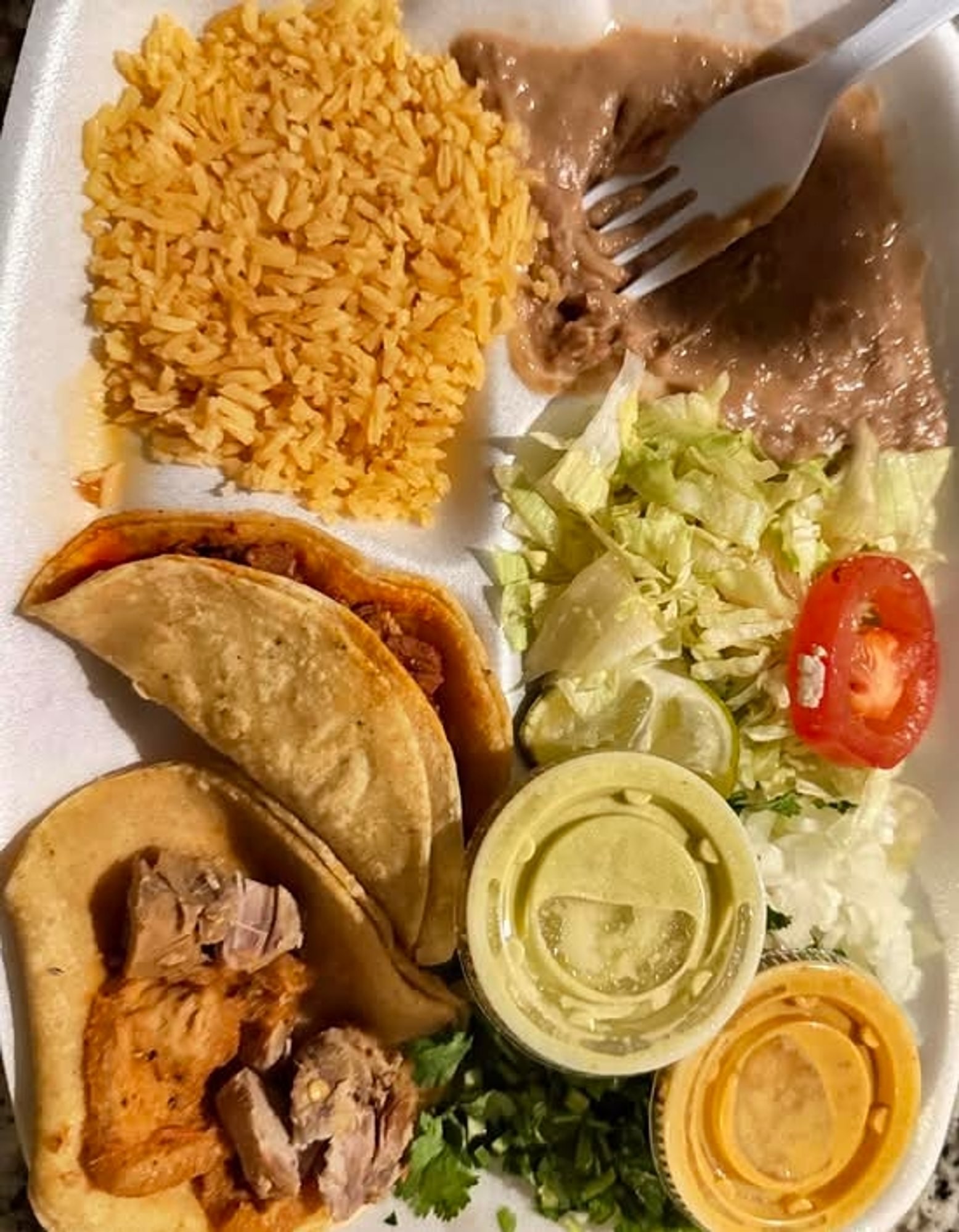 Taco Plate (3) Rice & Beans