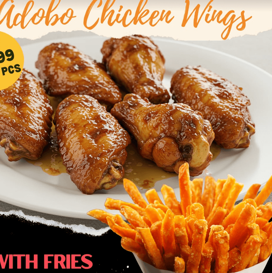 Adobo Wings with French Fries
