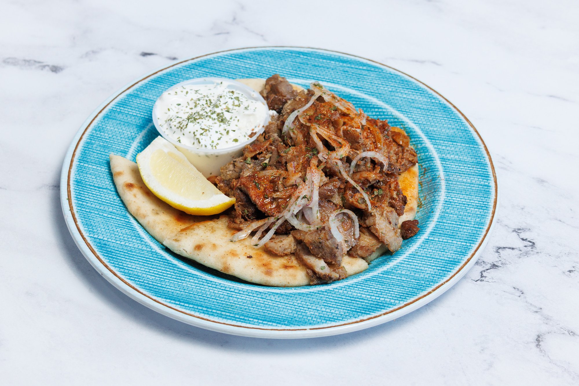 TRADITIONAL GREEK GYRO MEAT W/ PITA & TZATZIKI