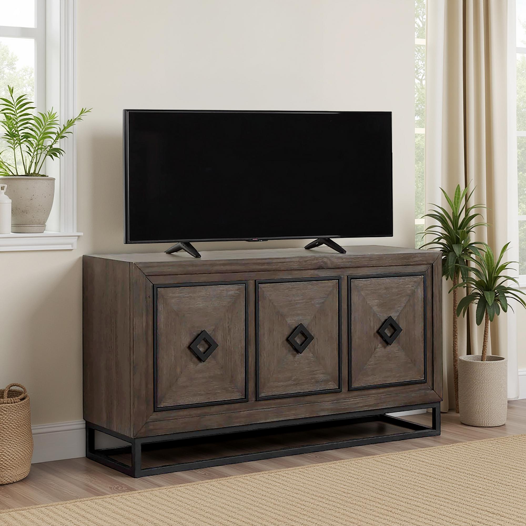 4-Door TV Credenza - Weathered Brown