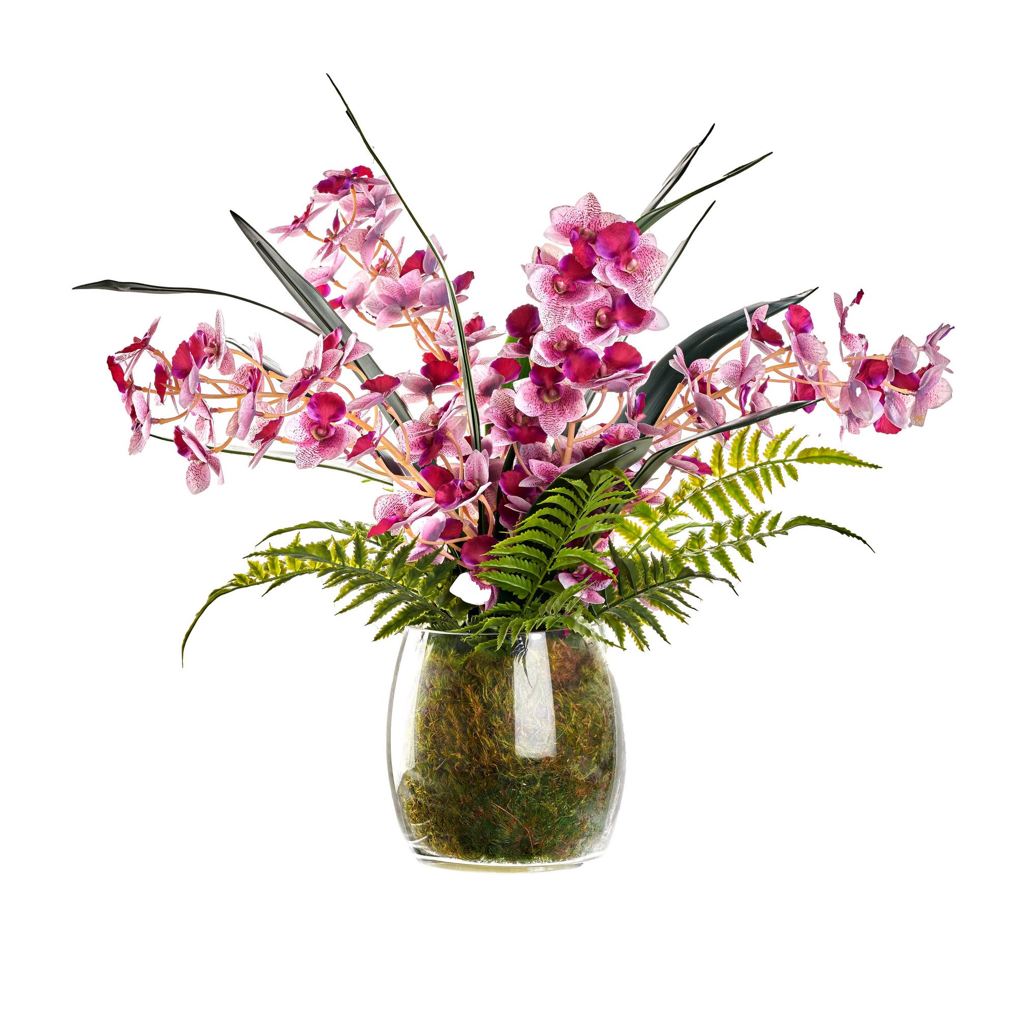 Plume Orchids in Tumbler Vase