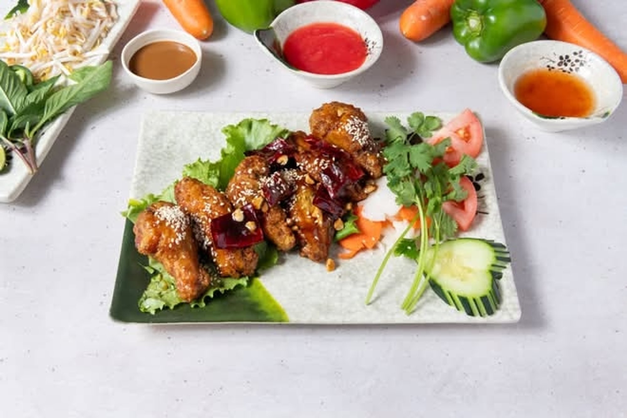 A15. Honey Glazed Sesame Chicken Wings (6) - Cánh Gà Hàn Quốc