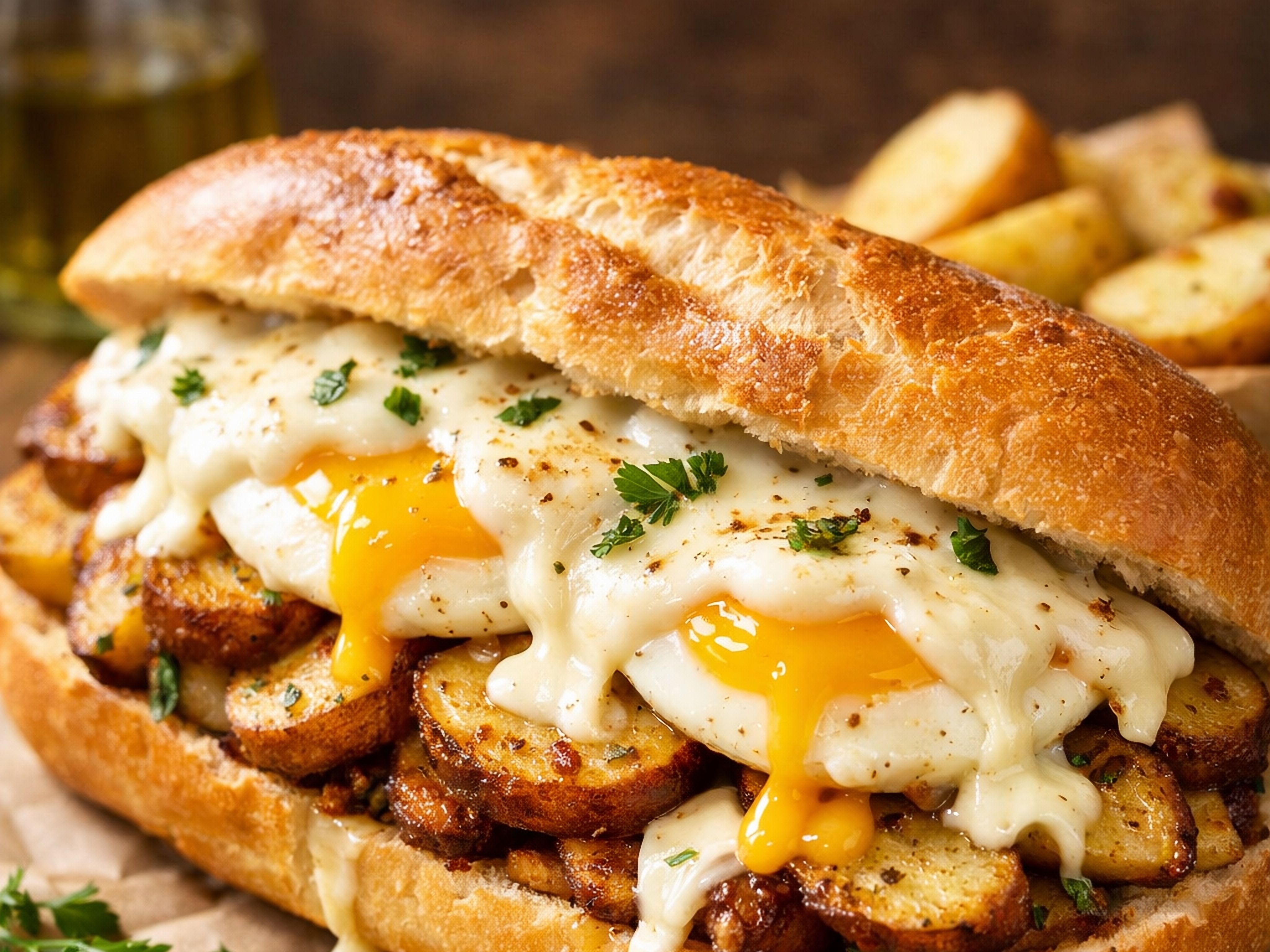 Potatoes & Egg w/ Mozzarella