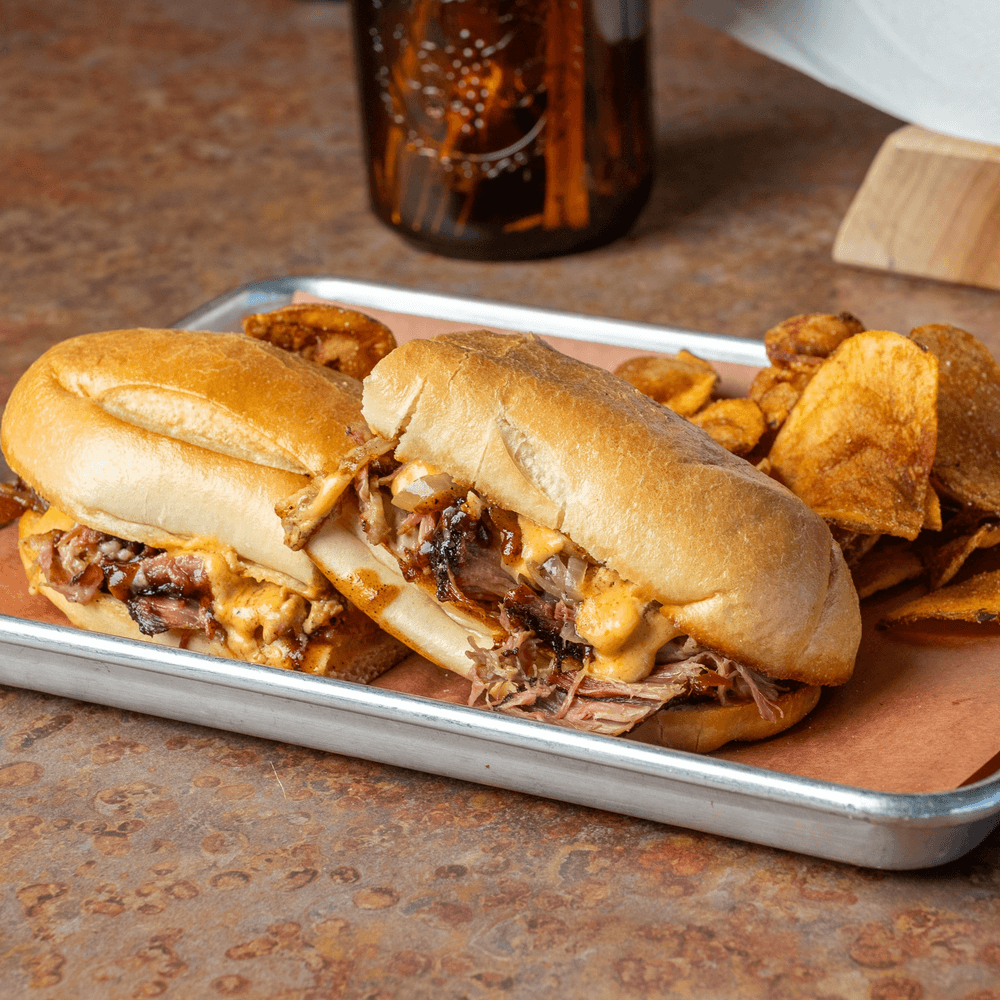 Pulled Pork Cheese Steak Sandwich
