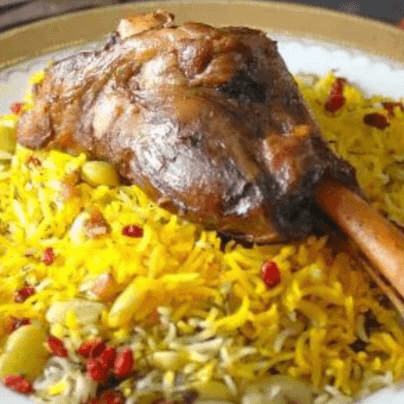 Lamb Shank Mandi Over Rice