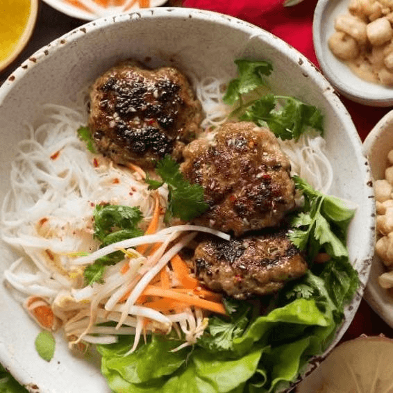 50. Vermicelli with Homemade Pork Meatballs / Bún Nem Nướng