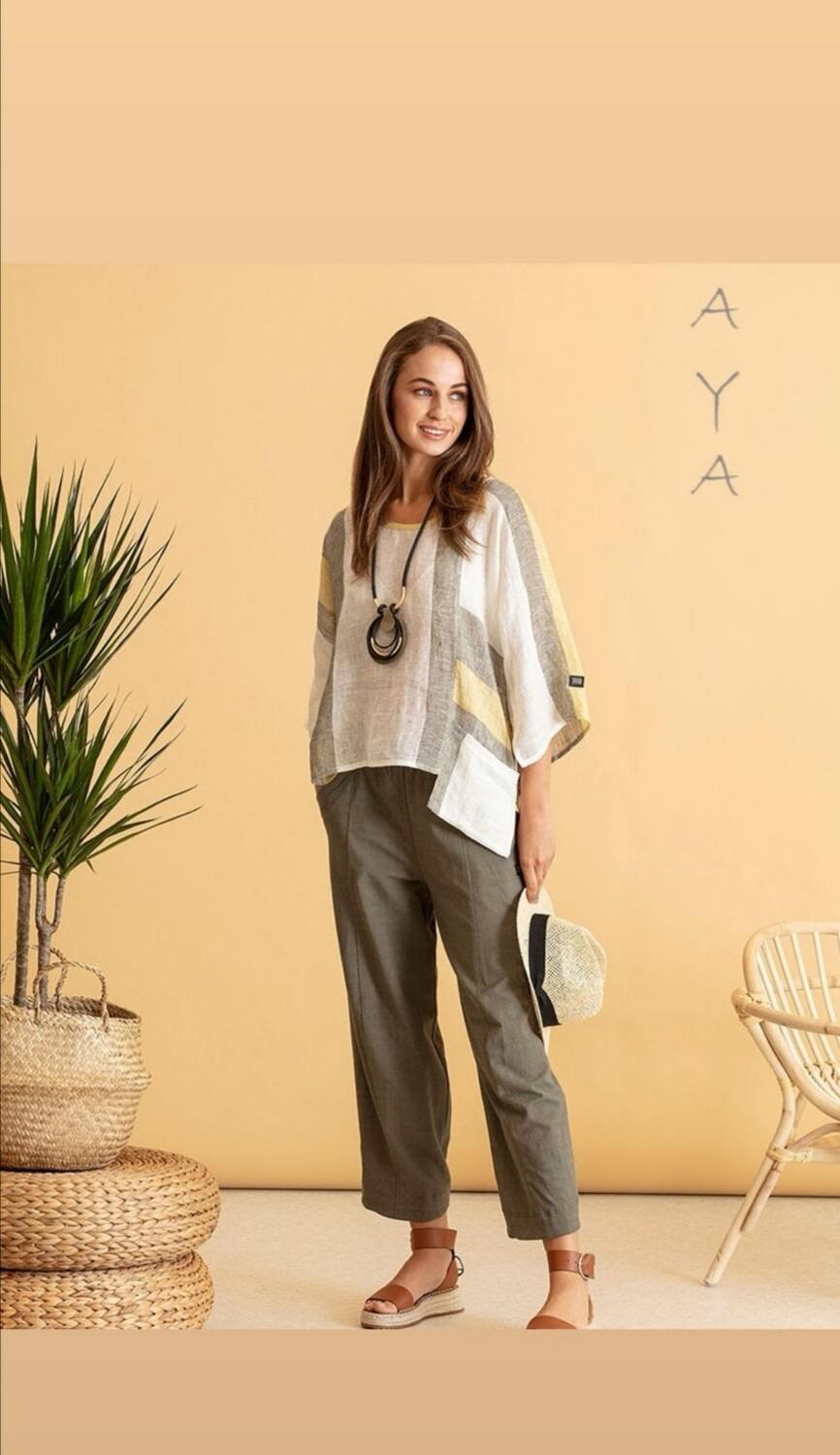 ASYMMETRIC Linen mix Pastel colour Top with side pocket