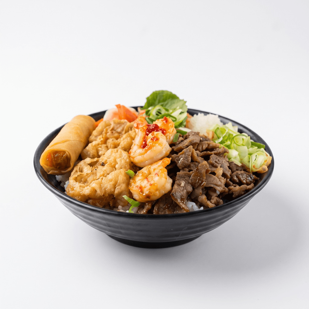 79. Shrimp Wrapped, Shrimp, Grilled Pork & Egg Roll on Vermicelli