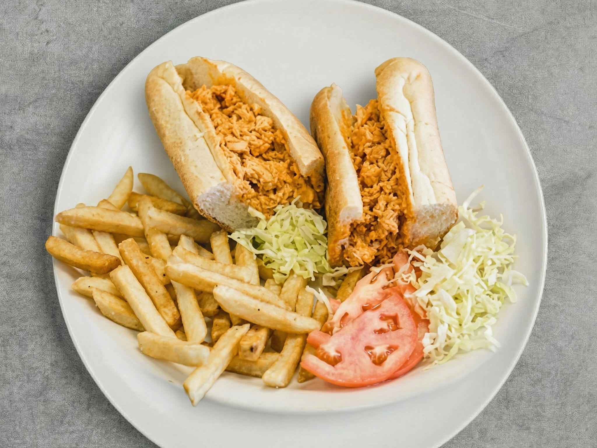 Buffalo Chicken Cheesesteak Fries and Soda