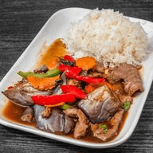 EGGPLANT CHILI (RICE PLATE)