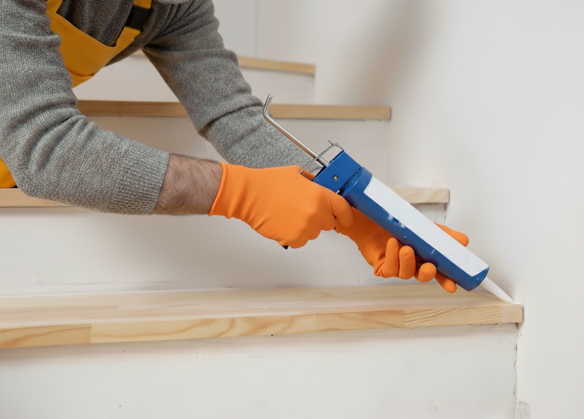 Treppenbelegung und Sockelleistenmontage