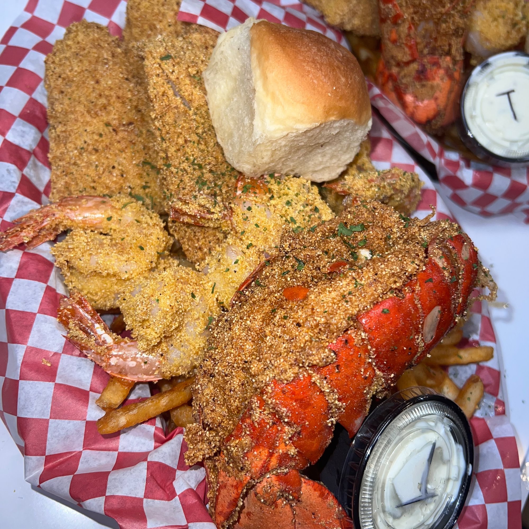Fried Lobster, Fish and Shrimp Platter