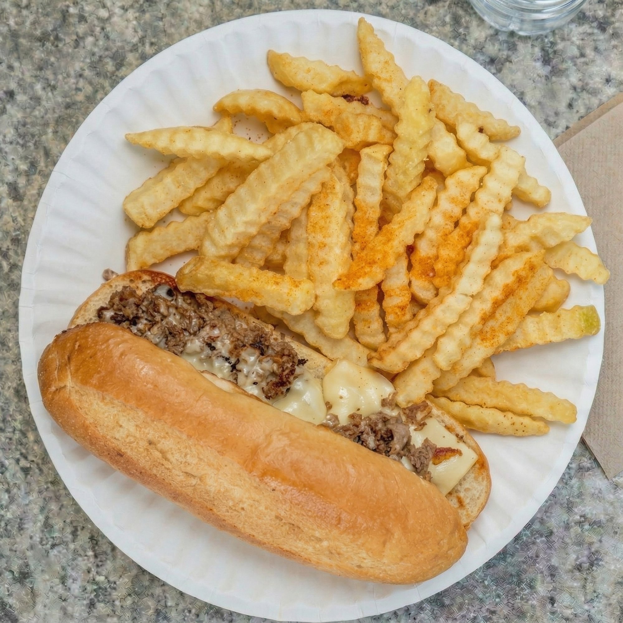Philly Cheese Steak Sandwich with Fries