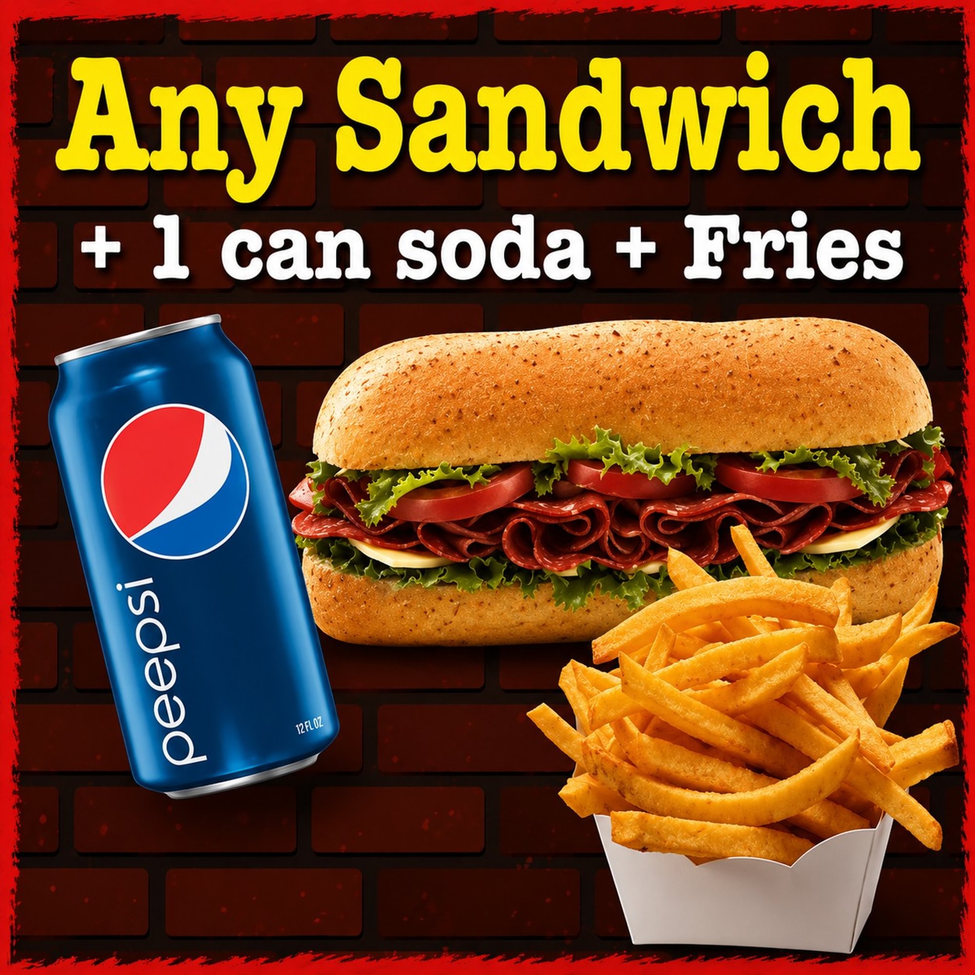 Sandwich Special - Any Sandwich + 1 Can Soda & Fries