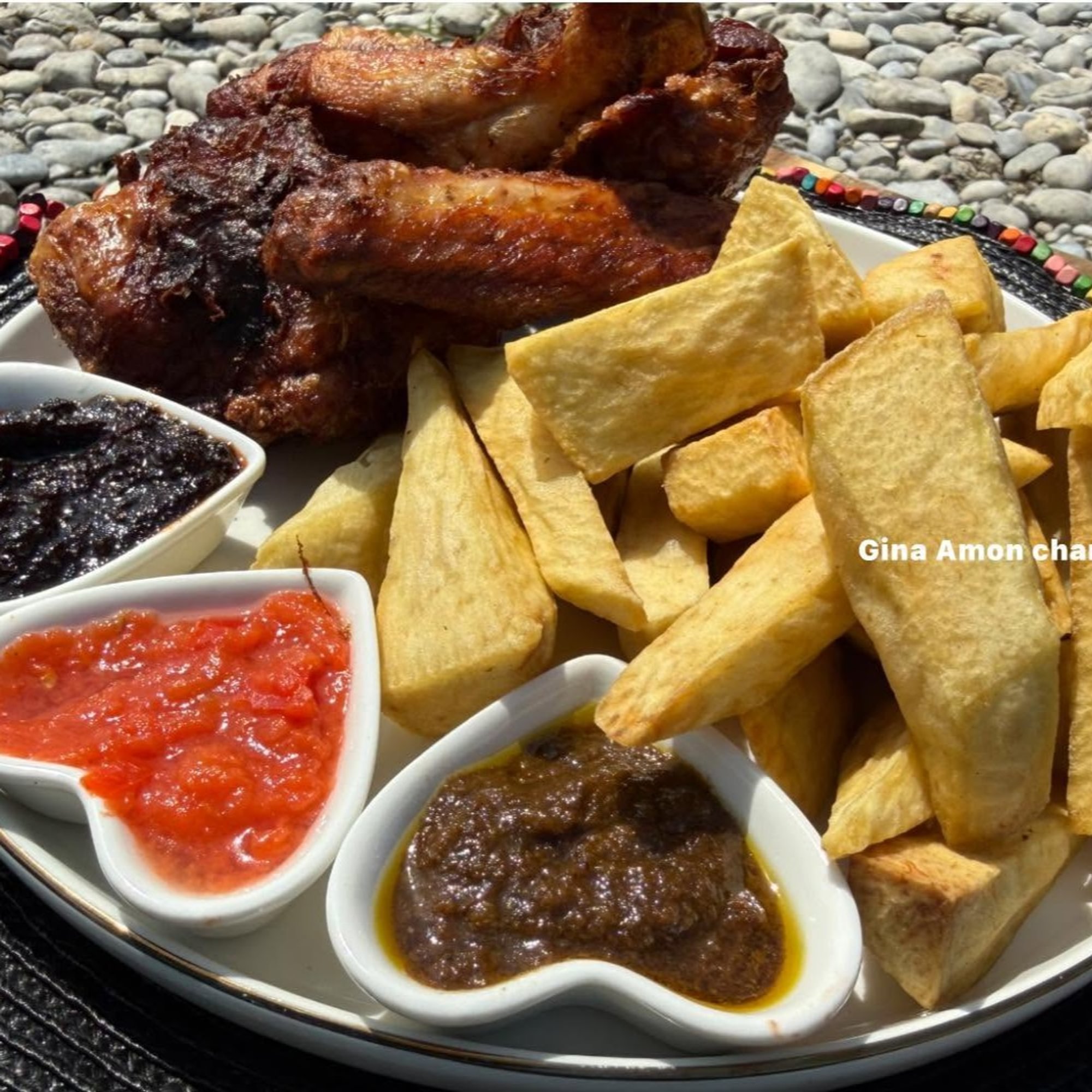 Fried Yam with 2 Pc Chicken/ Turkey