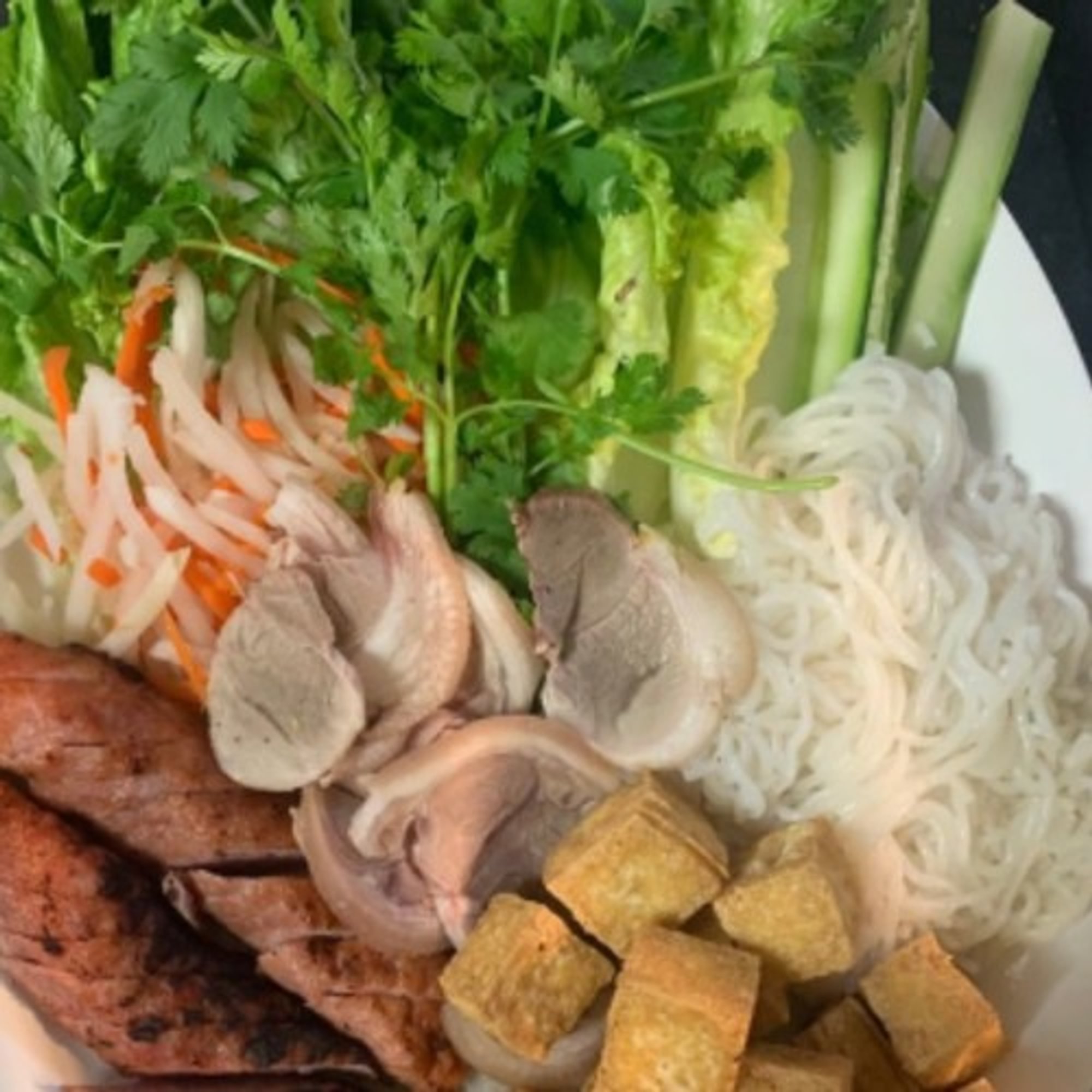 Vermicelli with Fried Tofu, Pork and Shrimp Paste - Bun Dau Mam Tom