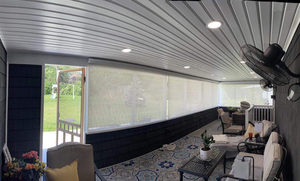 What's the best way to keep a porch shady and cool? Here's an idea from Crawfordsville! This big, beautiful porch is nicely shaded with our Outdoor Solar Shades!