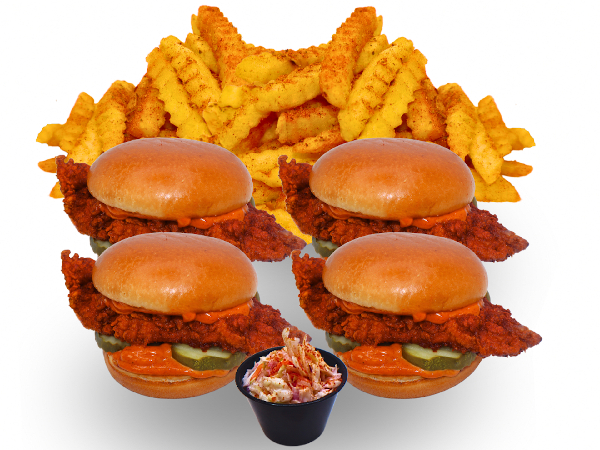4 Sandwiches With 2 Fries And 2 Soft Drink