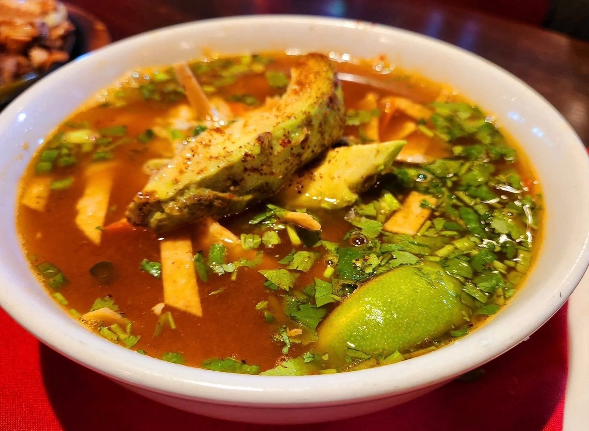 Bowl of Spicy Chicken Tortilla Soup