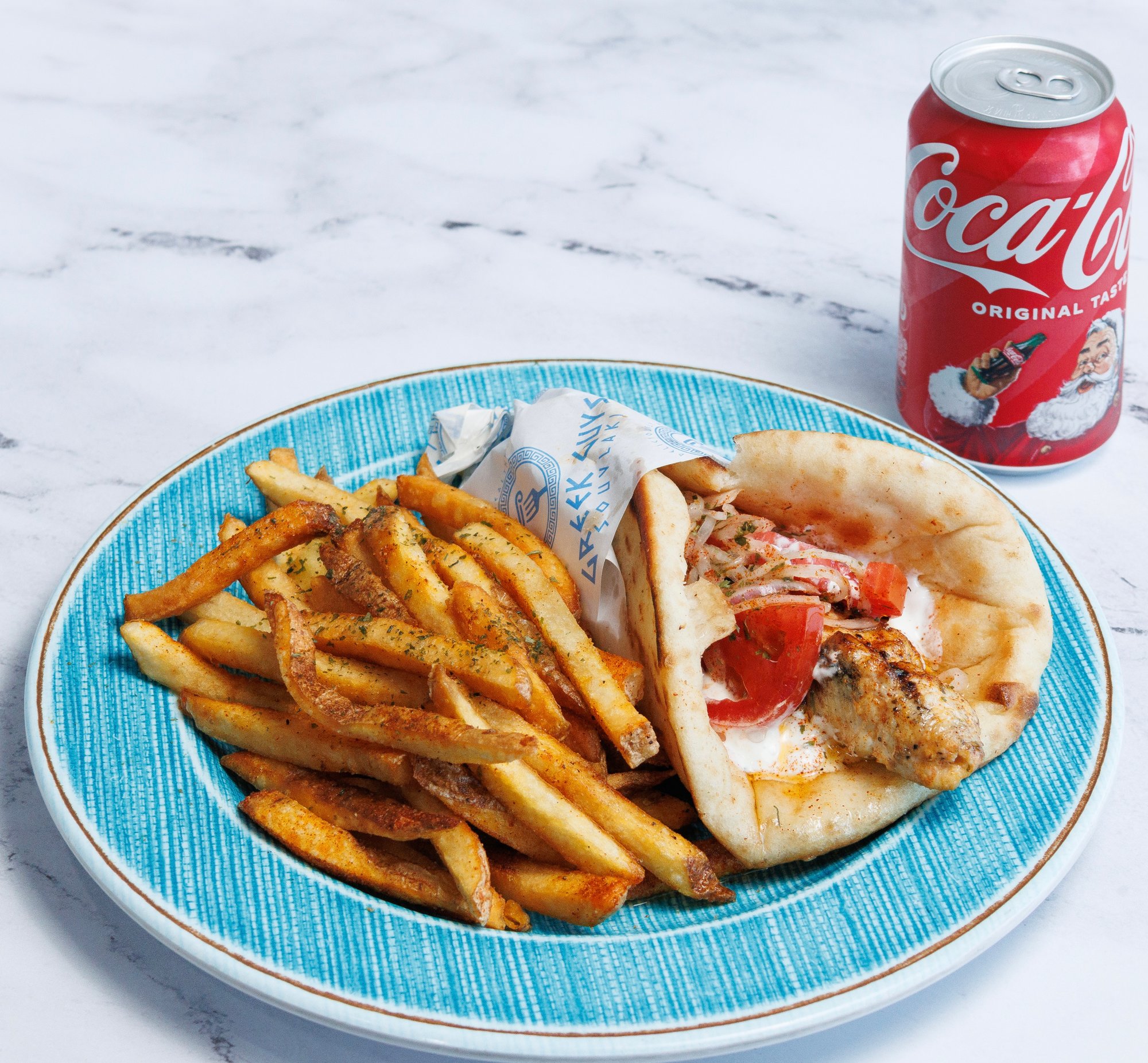 CHICKEN SOUVLAKI PITA COMBO