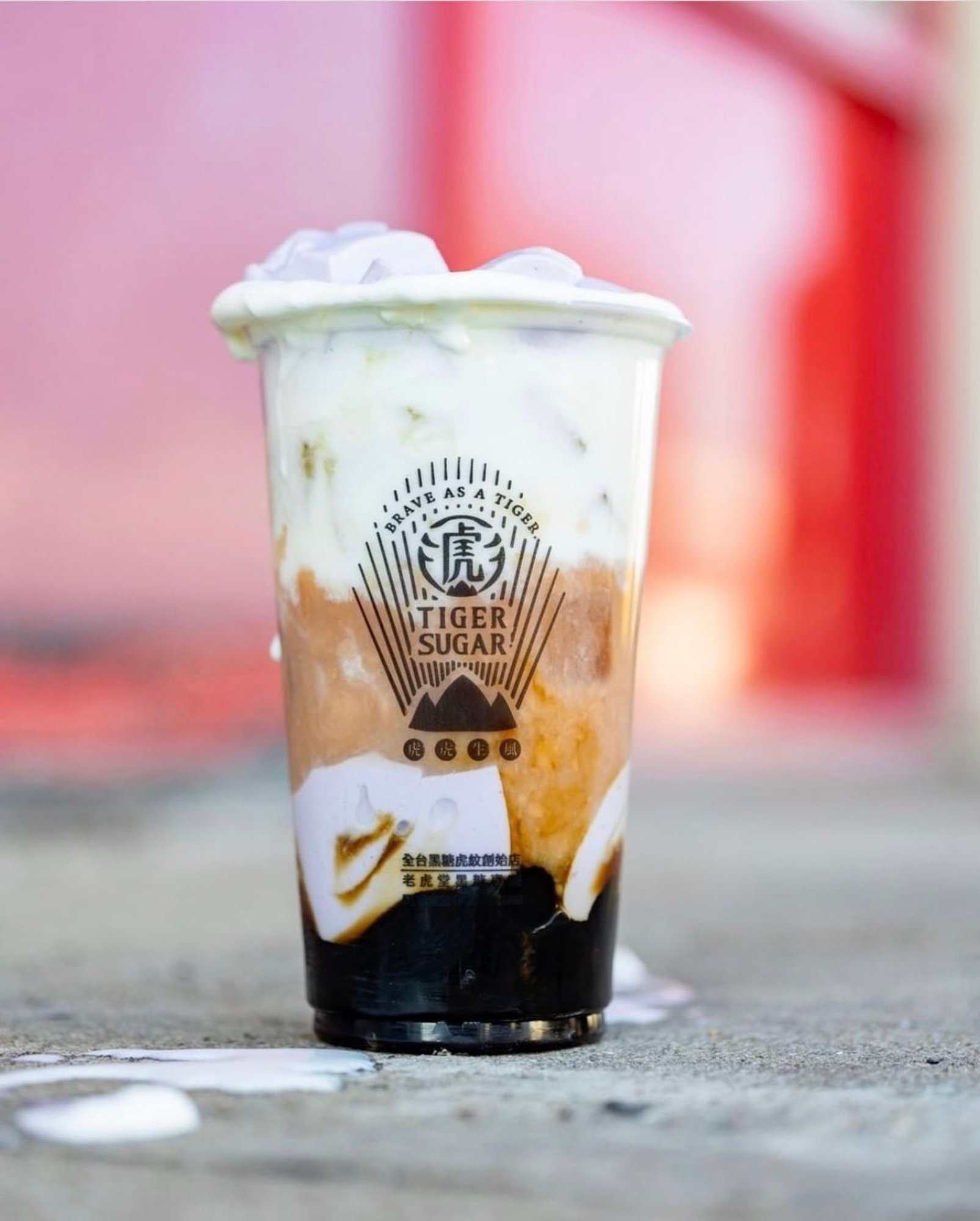 Fresh Taro, Boba & Taro Pudding Milk with Cream Mousse
