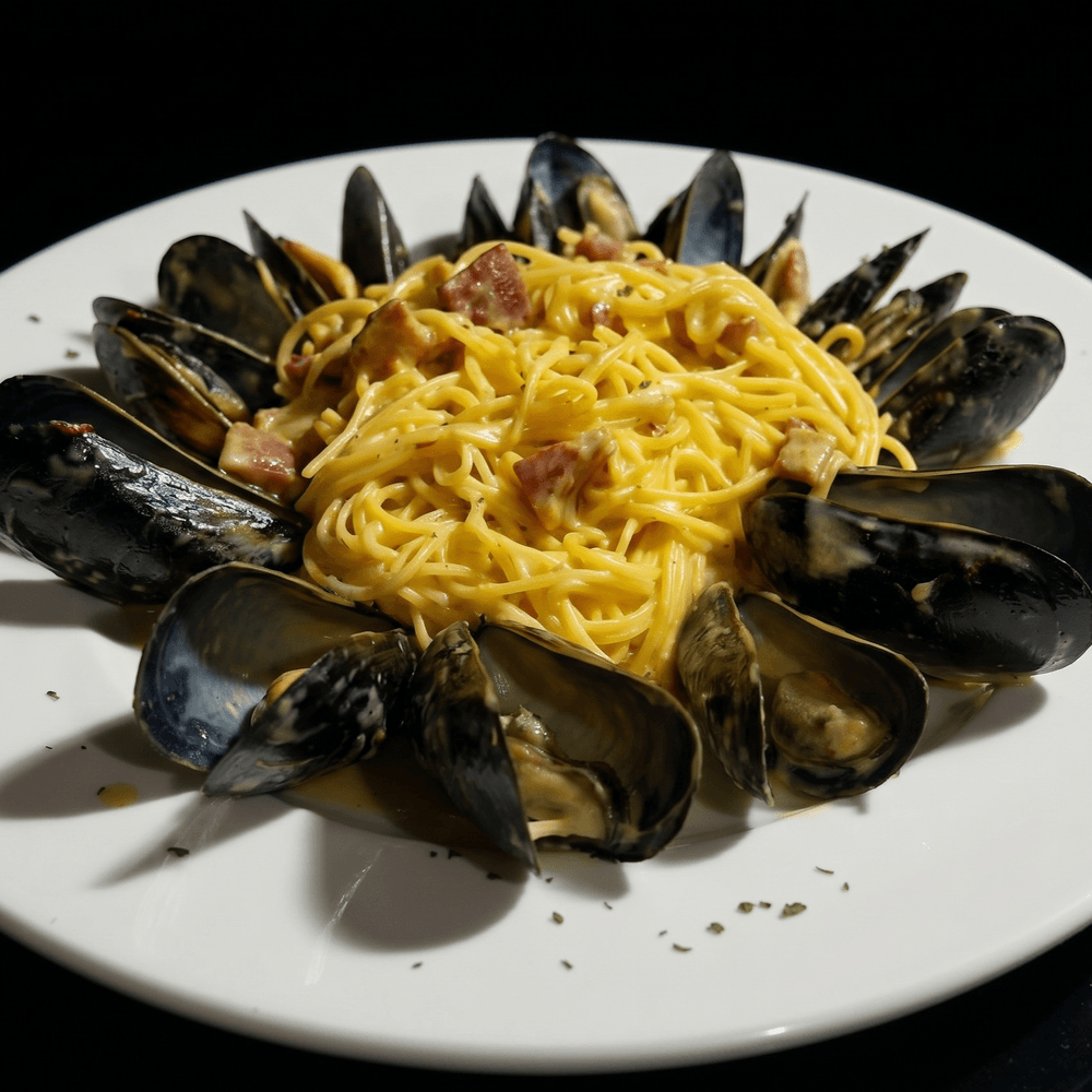 Mussels Saffron over pasta