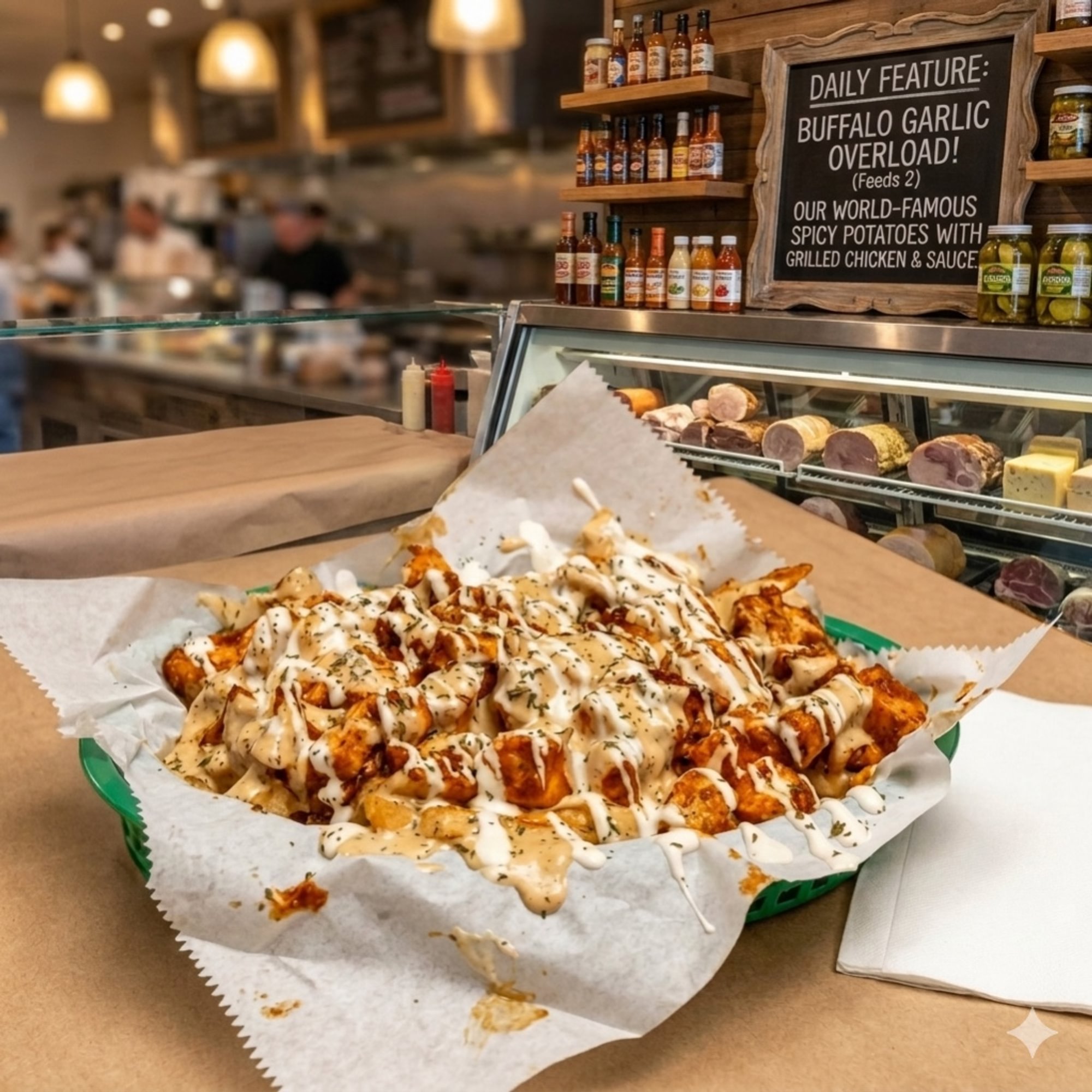 Buffalo Chicken Queso Fries