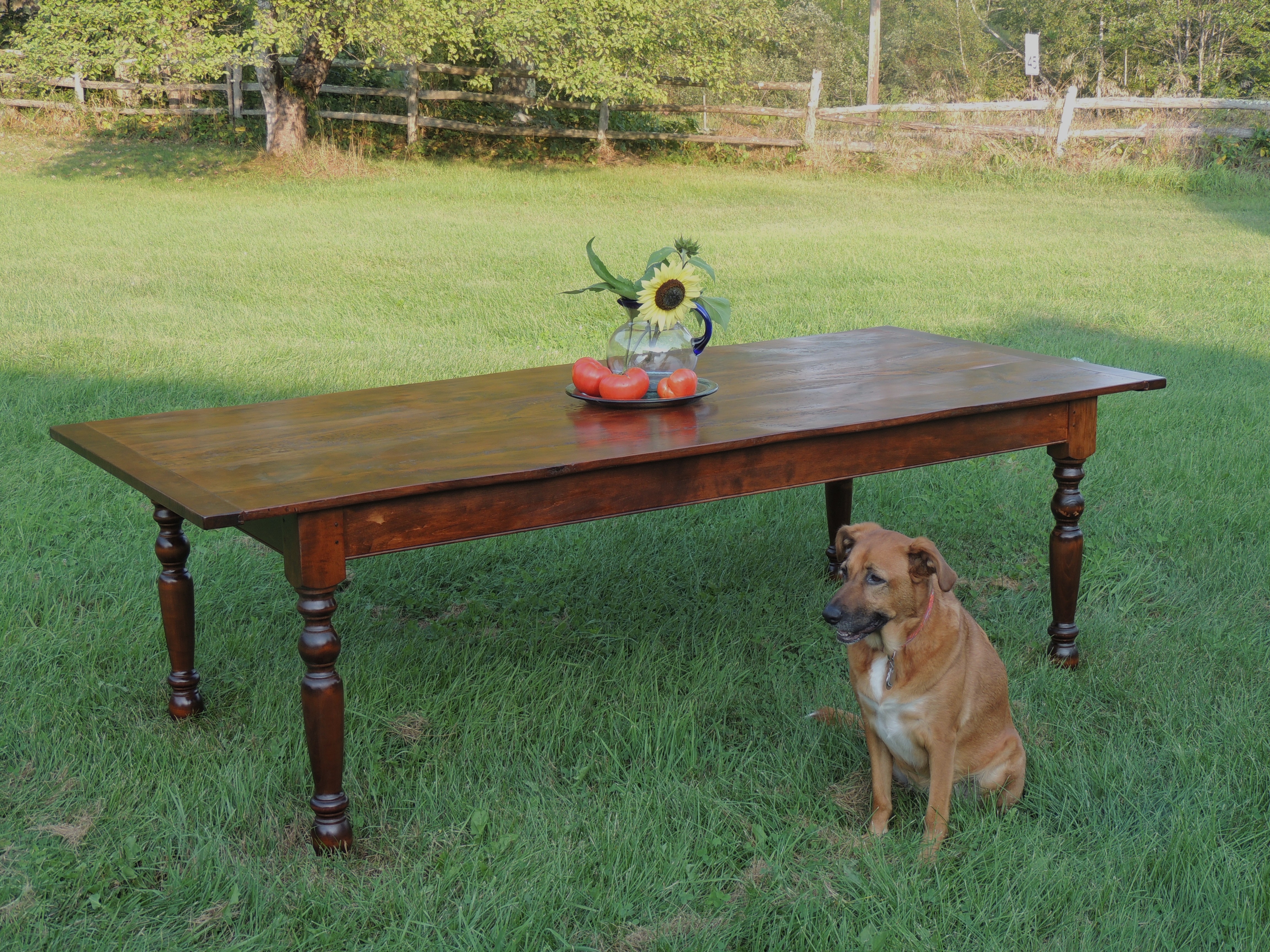 Handmade Farm Table with Reclaimed Fir Top & Rock Maple Base