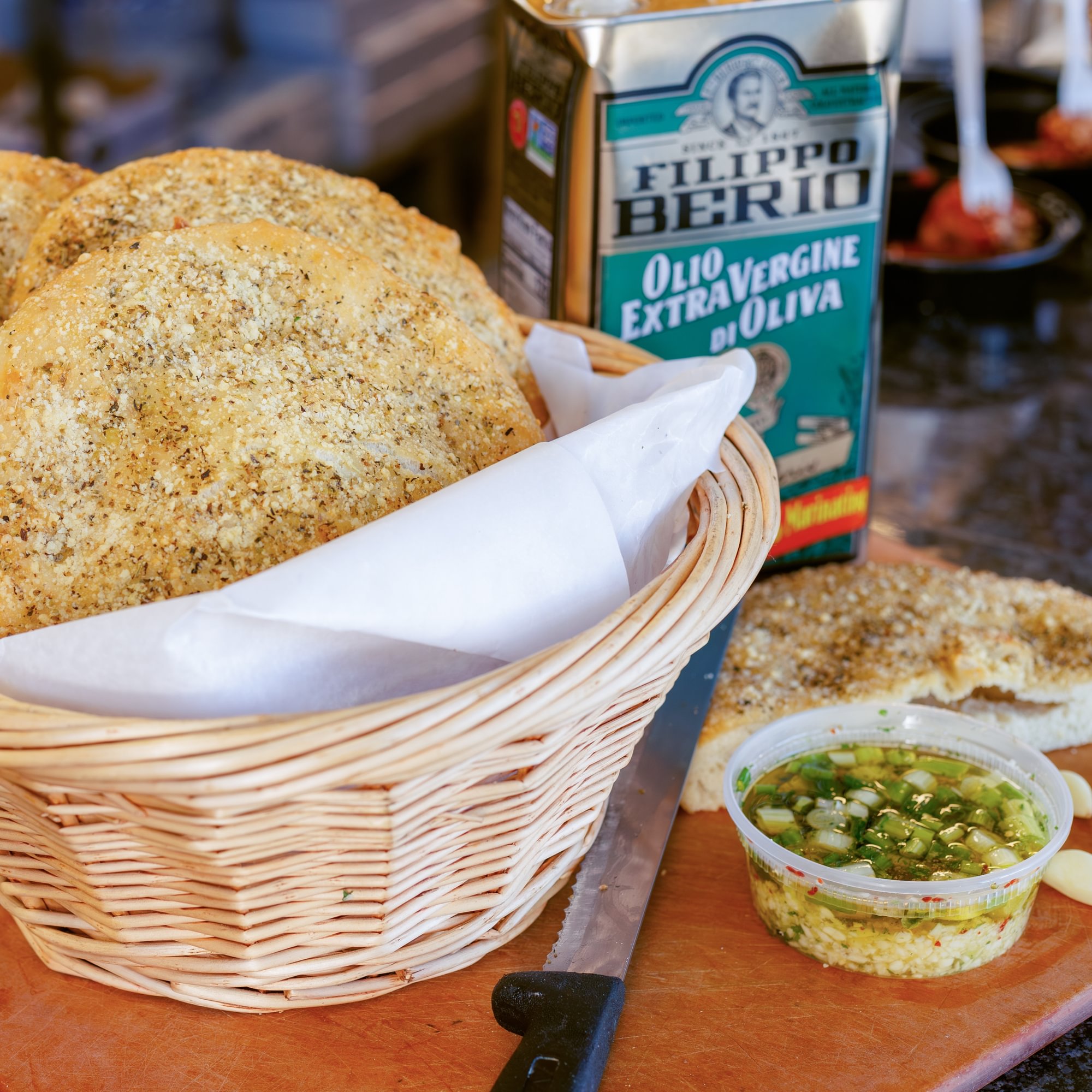 Focaccia Bread with Dipping Oil