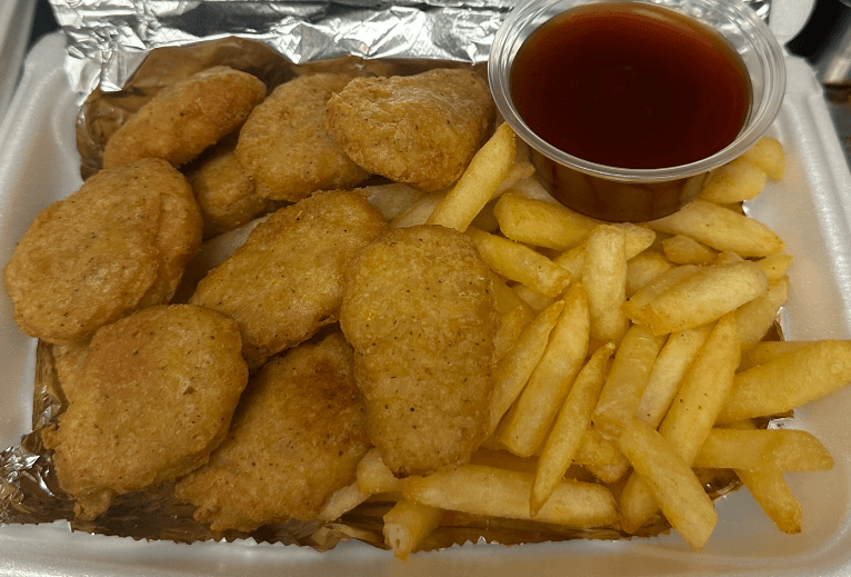 10pc Tempura Crispy Chicken Nuggets, Served with Fries