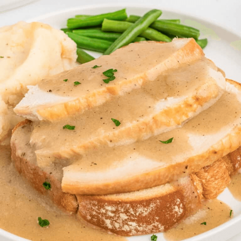 Open Face Turkey on Bread with Gravy
