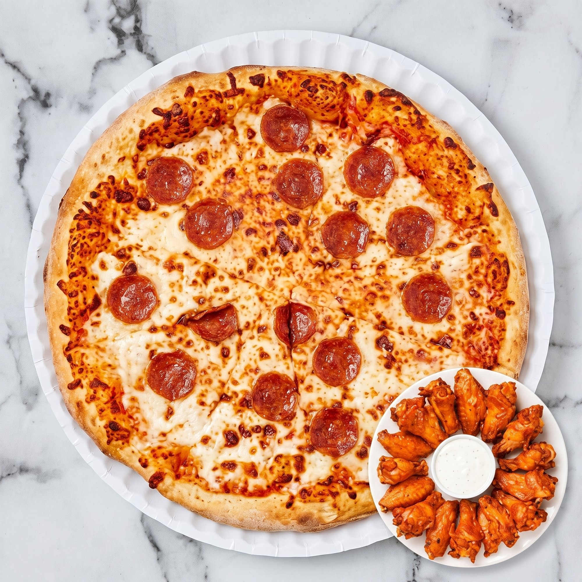 Large 1 Topping Pizza & 15 Wings