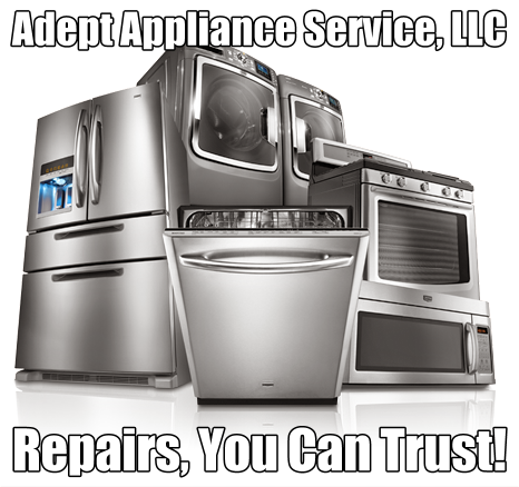 Adept Appliance Service repairs and installs all major kitchen and laundry appliances as well including garbage disposals.