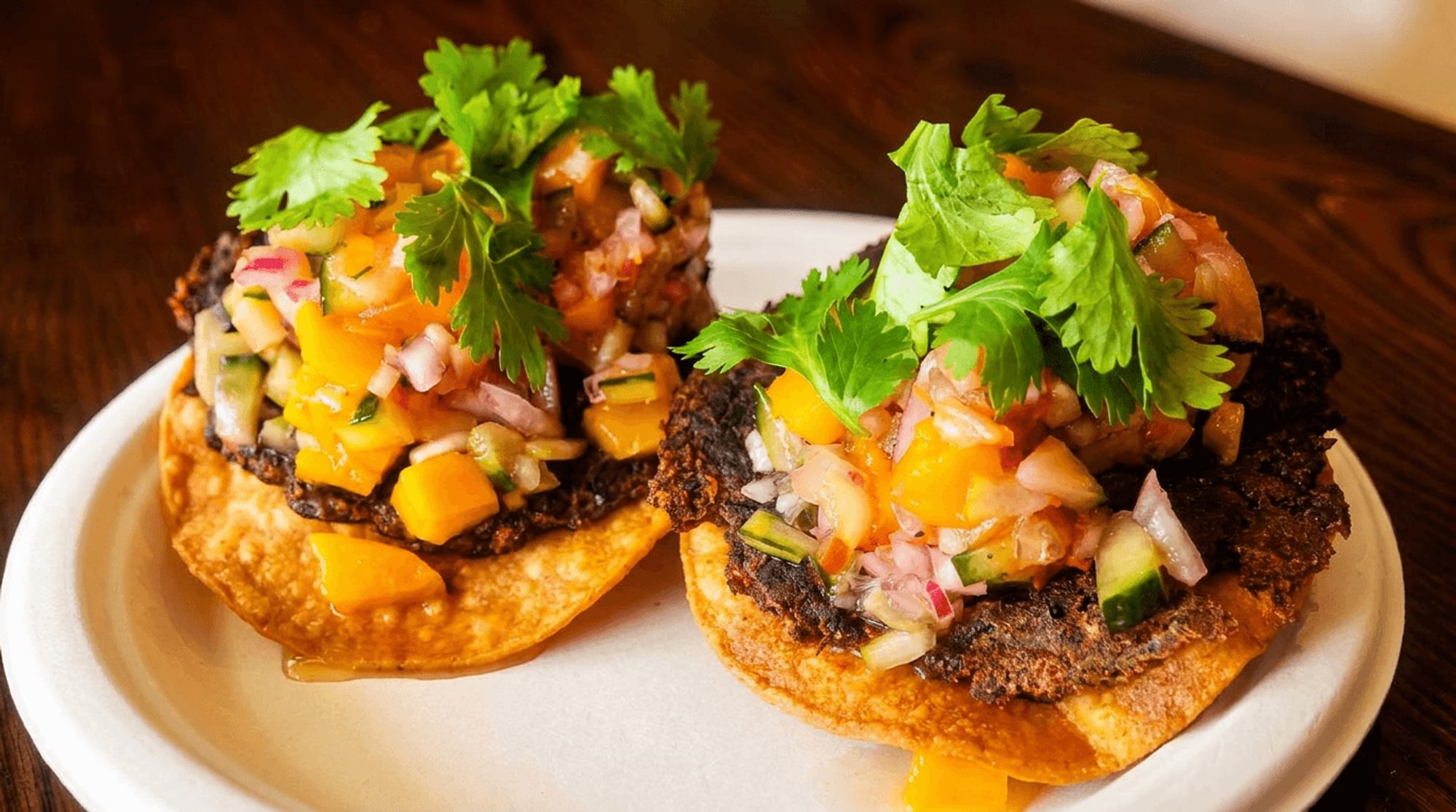 Mango Black Bean Ceviche Tostada