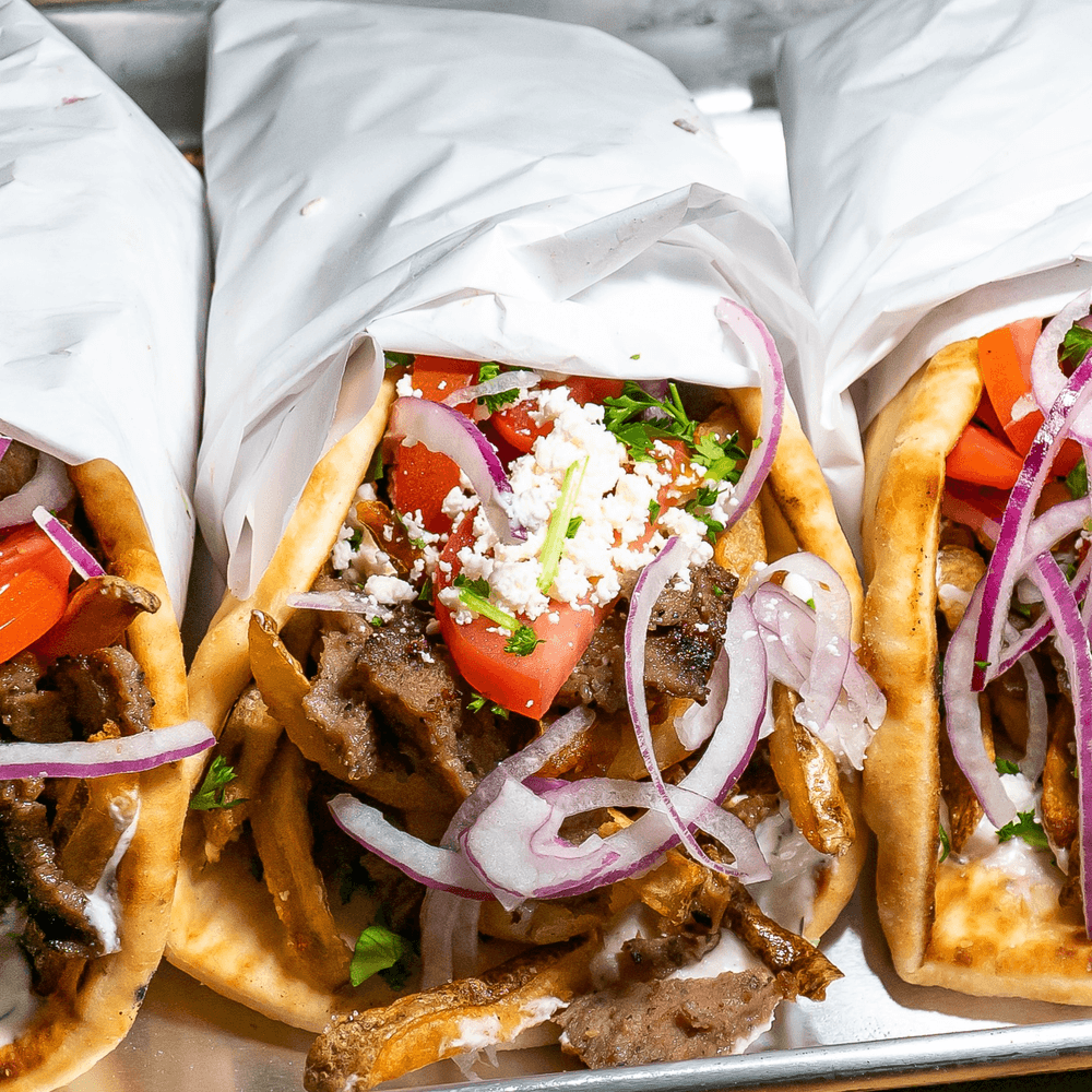 Gyro, French Fries and Can Soda