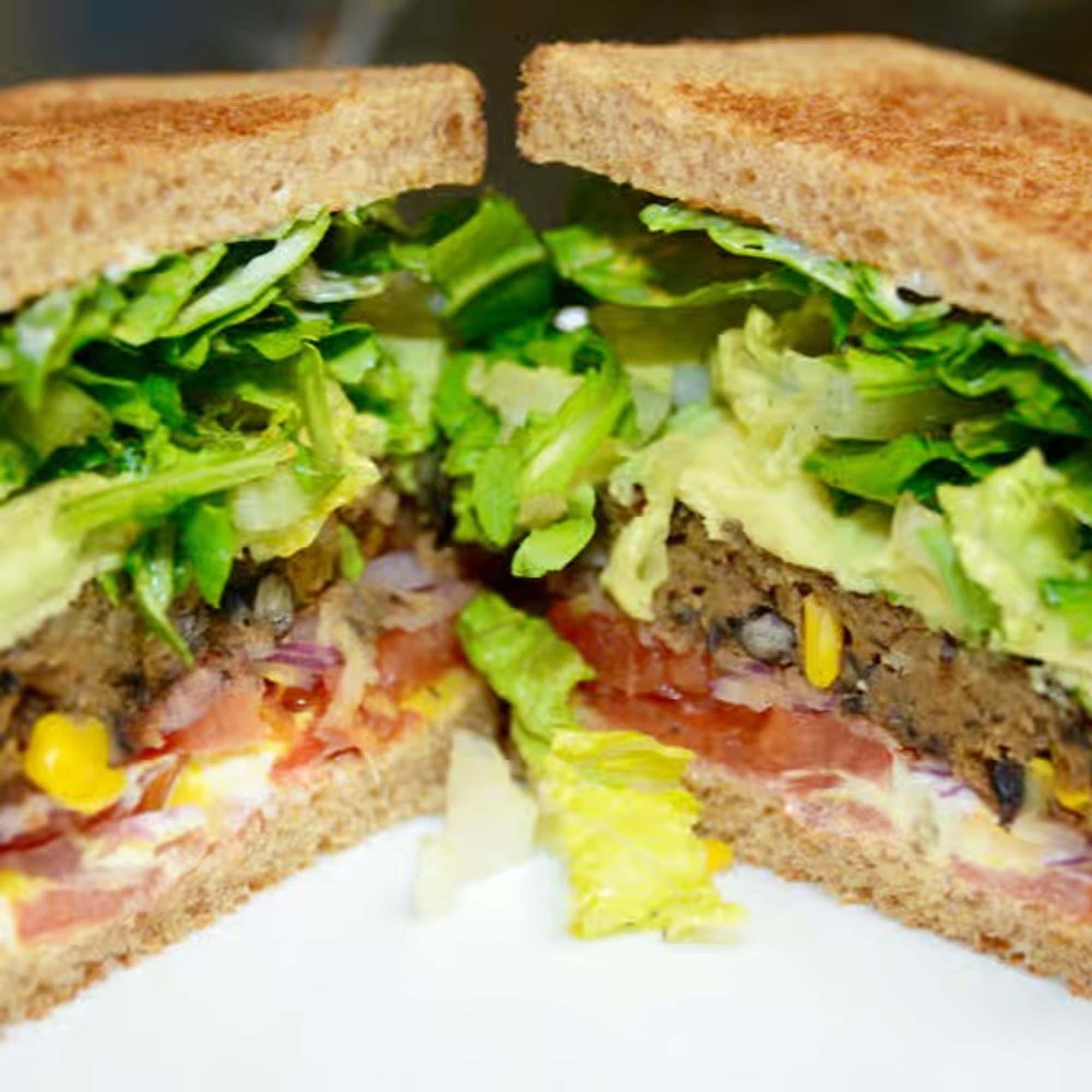14. Black bean veggie patti sandwich (warm)
