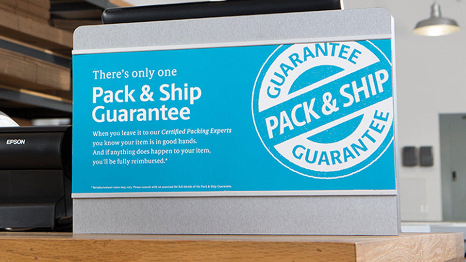 The UPS Store Pack & Ship Guarantee sign