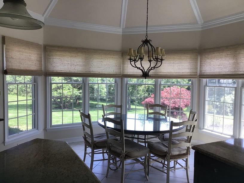 Woven Wood Shades are a fantastic choice for your windows in the sitting room. Their natural texture and rustic appearance let just enough light in a while, providing maximum seclusion in your home in Phillipsburg.