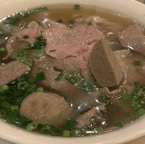 Rare Tender Steak and Meatballs Pho