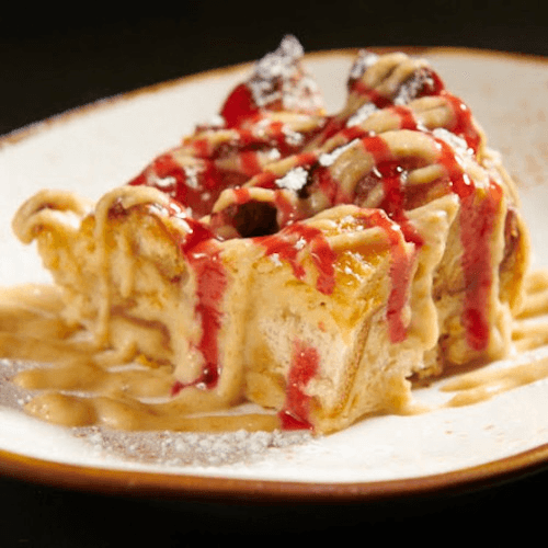 White chocolate bread pudding