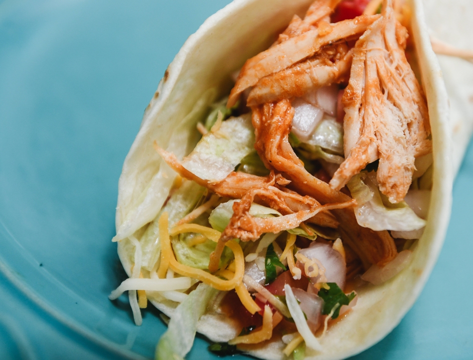 Soft tortilla shredded Chicken Taco