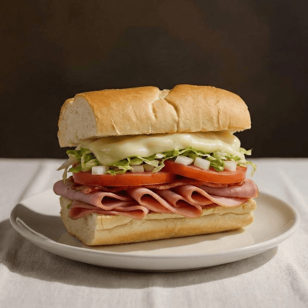 Sandwich Miami, Jamon, Queso, Pavo, Bacon, Lechuga y Tomate